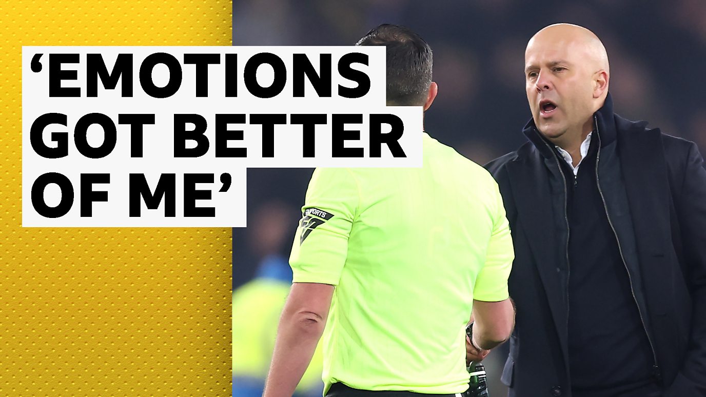 Arne Slot discusses his red card in the Merseyside derby