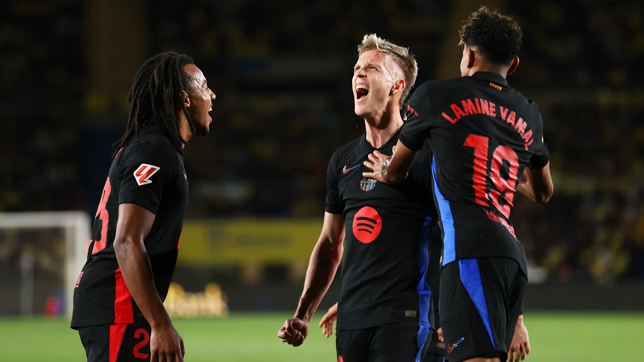 Dani Olmo (centre) broke the deadlock for Barcelona at Las Palmas / Florencia Tan Jun/GettyImages
