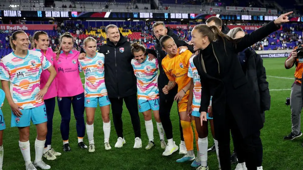 Former England defender Casey Stoney (right) joined newly formed club San Diego Wave in June 2021