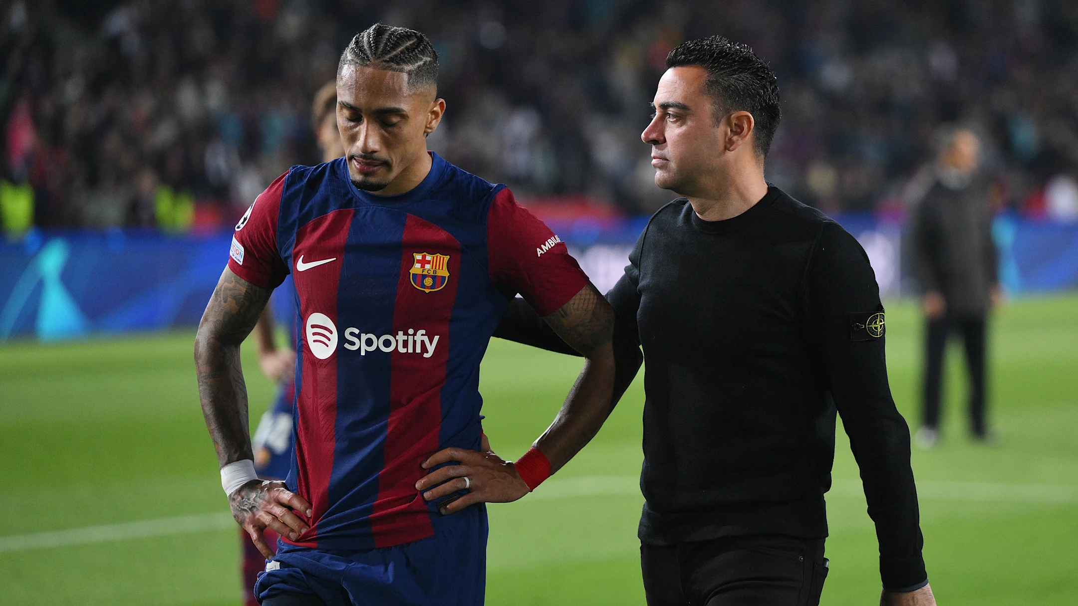 Raphinha (left) did not have a happy time under Xavi Hernandez / David Ramos/GettyImages
