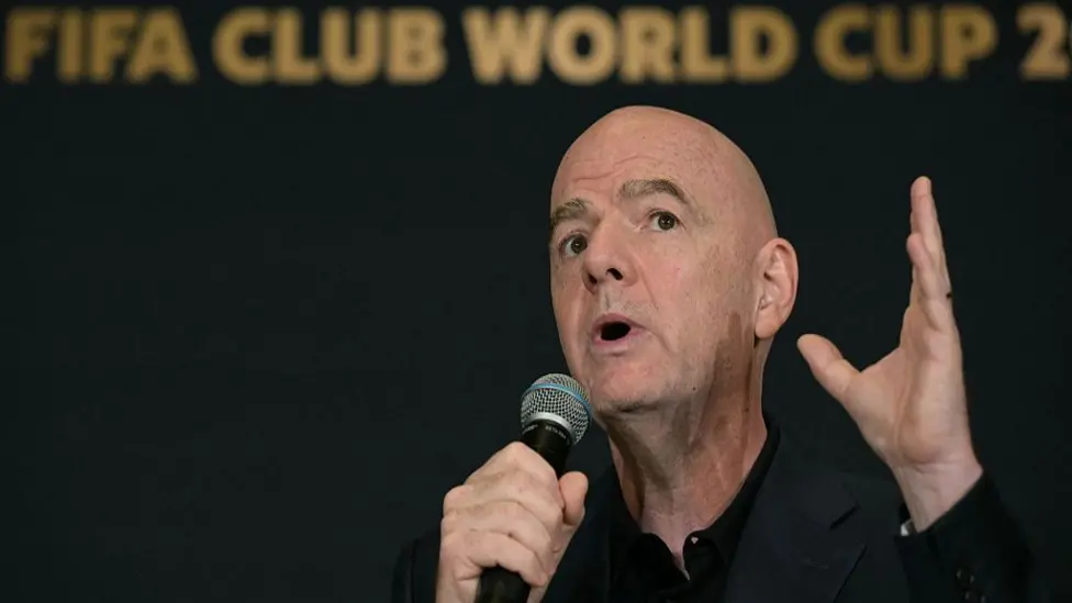Fifa president Gianni Infantino was speaking alongside footballing legends like Ronaldo Nazario, Roberto Baggio and Kaka at Trump Tower
