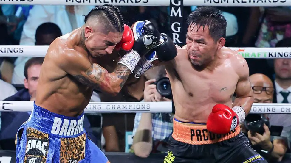 Manny Pacquiao (right) has won 62 of his 74 professional fights