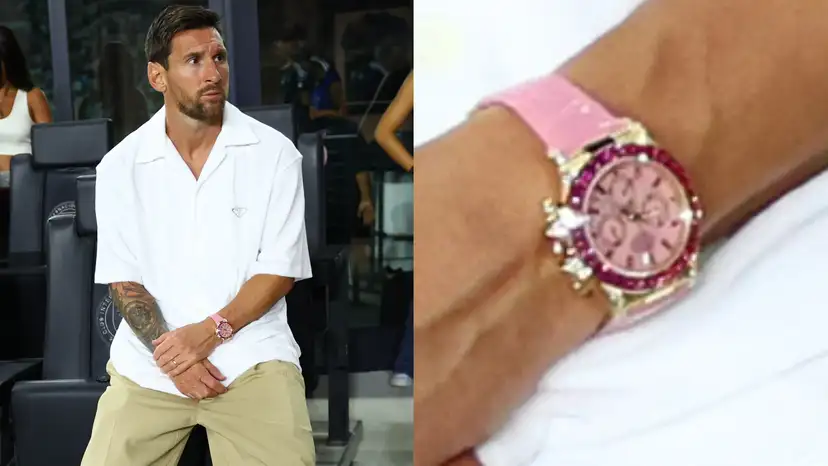 Lionel Messi was spotted wearing a pink Rolex watch worth $900,000 (£670k) while serving a ban in MLS and watching Inter Miami face FC Cincinnati.