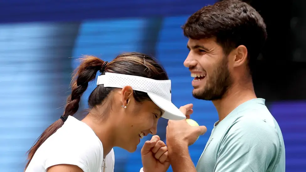 Raducanu and Alcaraz were given a wildcard for a shot at the winning prize of $1m (£740,000).