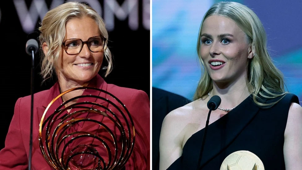 England manager Sarina Wiegman (left) and goalkeeper Hannah Hampton both won awards at the Ballon d'Or ceremony in Paris