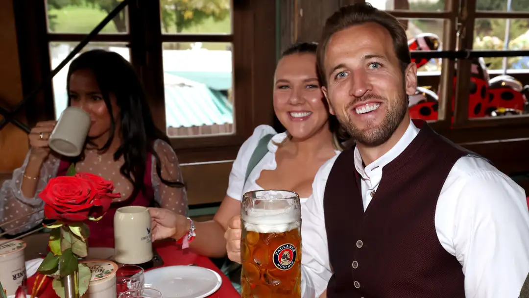 Harry Kane was spotted enjoying the traditional Bavarian Oktoberfest celebrations with wife Kate.