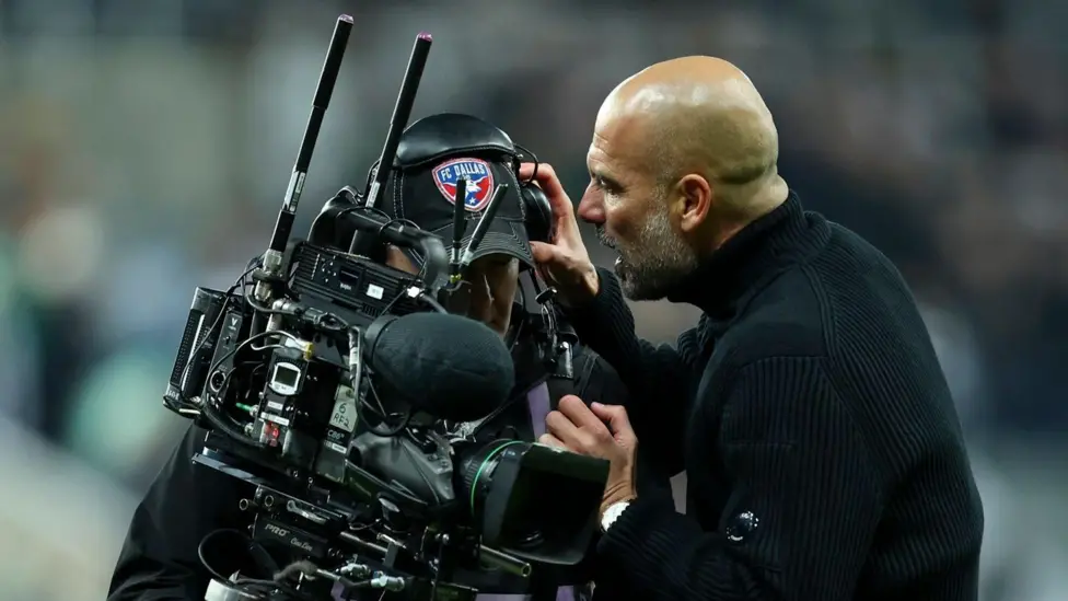 Pep Guardiola confronted a cameraman at St James' Park on Saturday