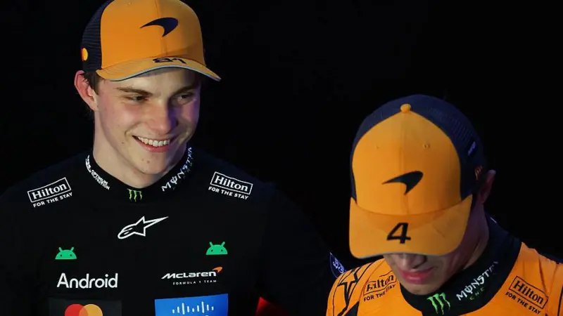 Lando Norris, right, will have to finish ahead of Piastri on Sunday win the F1 drivers' title in Qatar