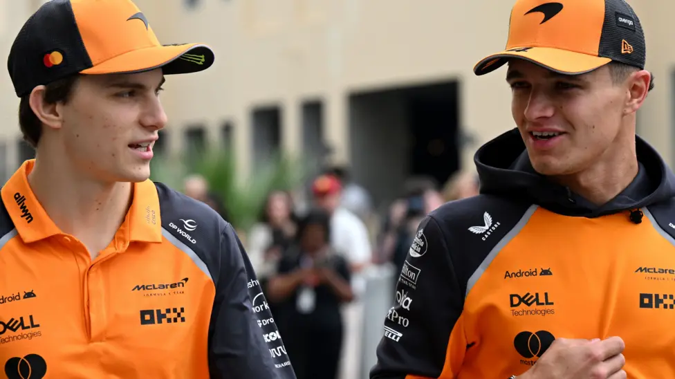 Oscar Piastri (left) and Lando Norris have combined to earn 800 points in the constructors' championship for McLaren with one race remaining in the season