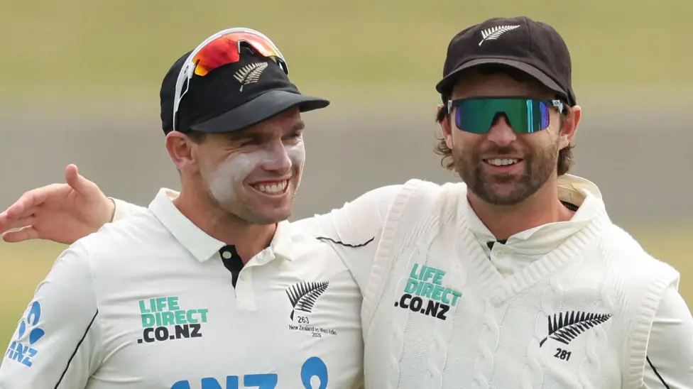 New Zealand openers Latham (left) and Conway scored 565 runs between them in the third Test - seven more than West Indies' entire team