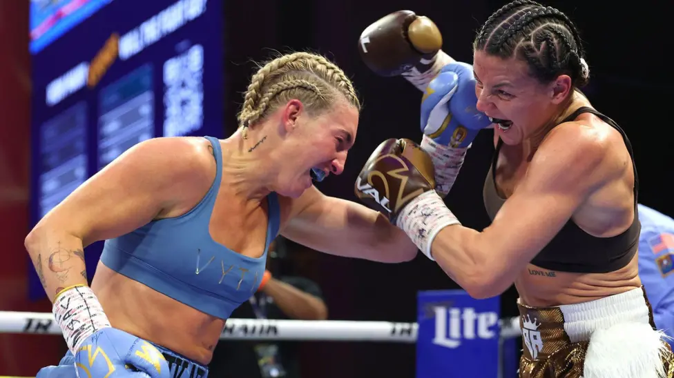 Ryan (right) lost her third fight in 11 professional bouts and failed in her bid to recapture the world title