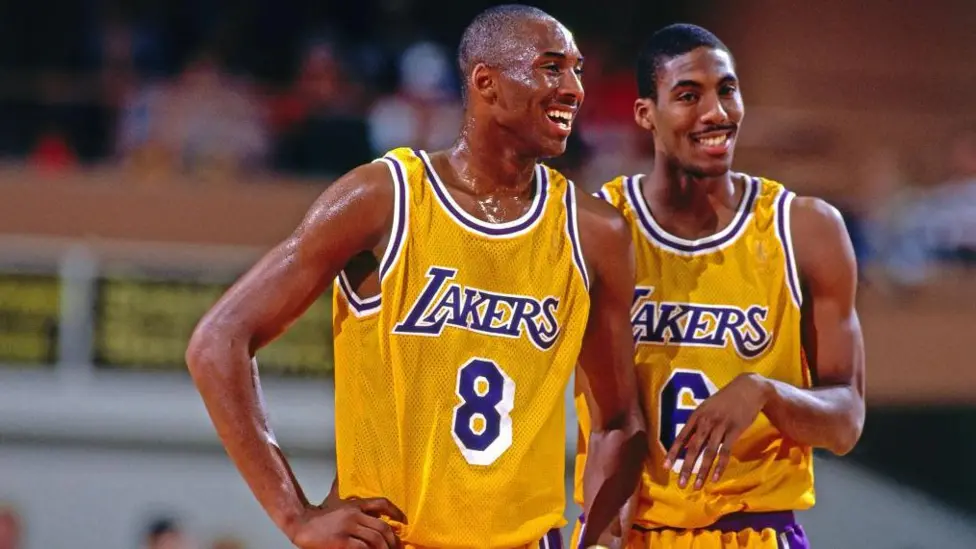 Kobe Bryant (left) pictured in 1996, the year he made his NBA debut