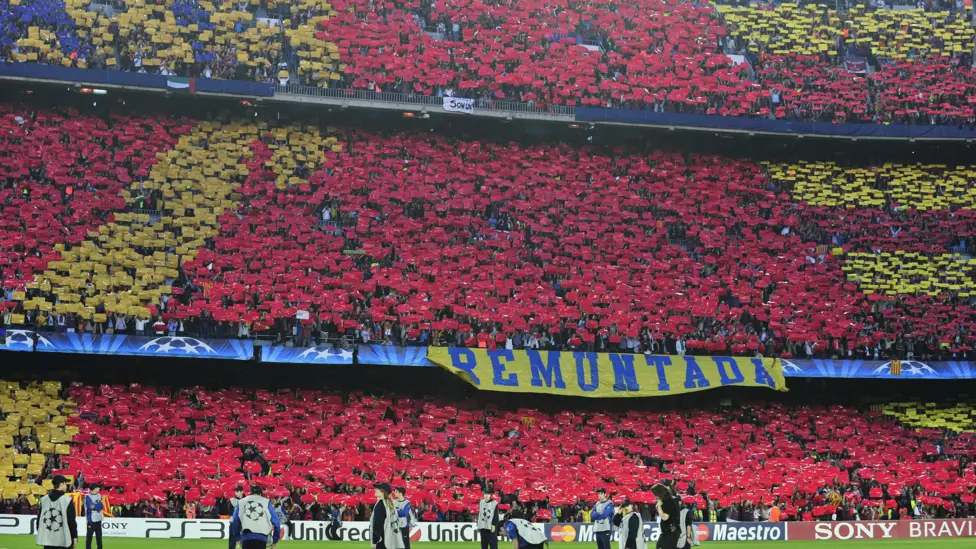 Barcelona fans unveiled a banner which read 'comeback' in Catalan at the semi-final second leg at the Nou Camp