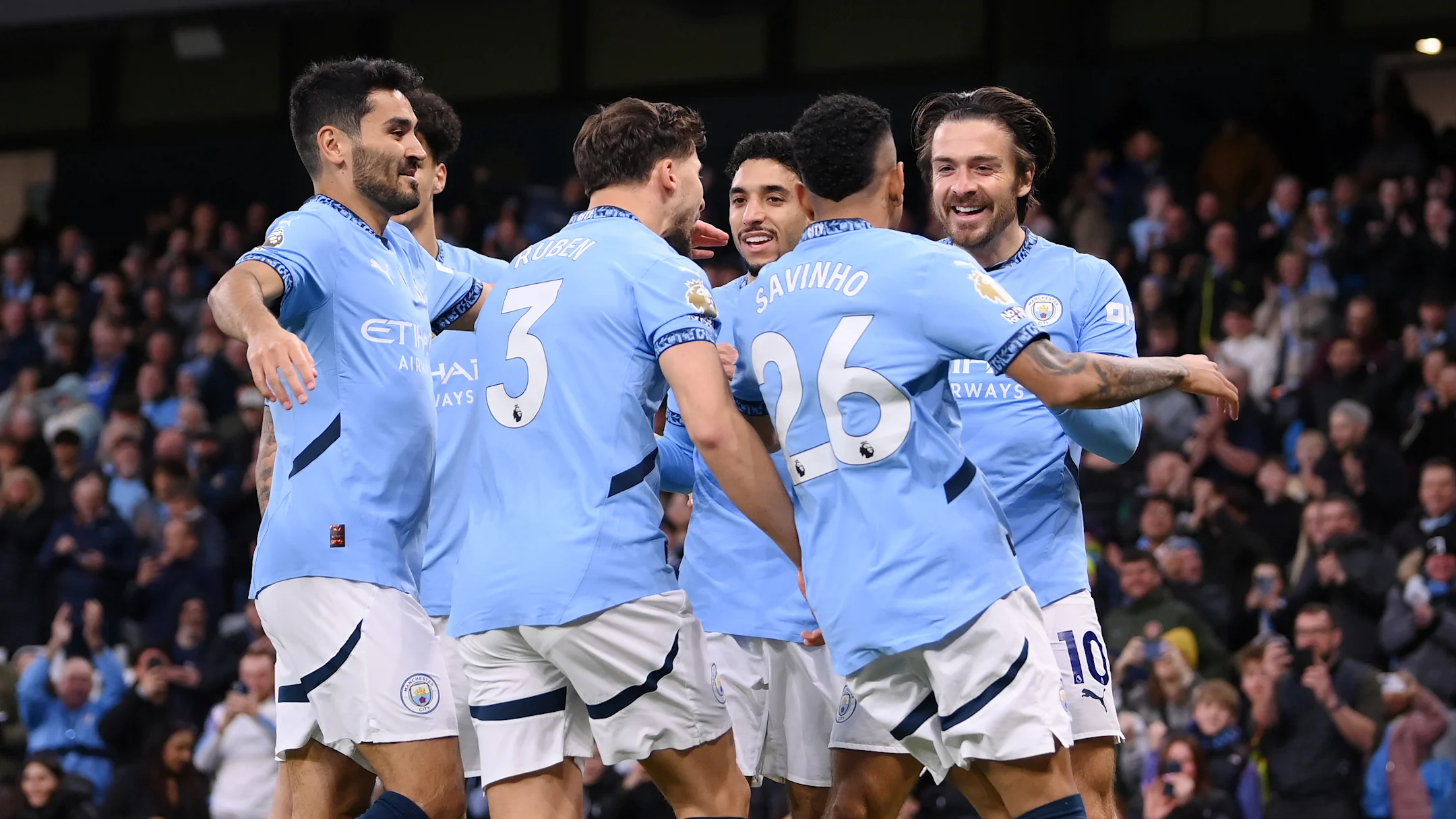 Leicester City were seen off in Man City's last home game / Copa/GettyImages