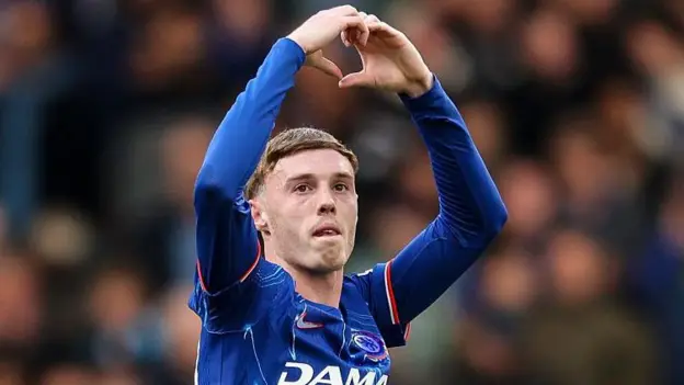Cole Palmer celebrates after ending a run of 1,162 minutes without a goal in Chelsea's win against Liverpool
