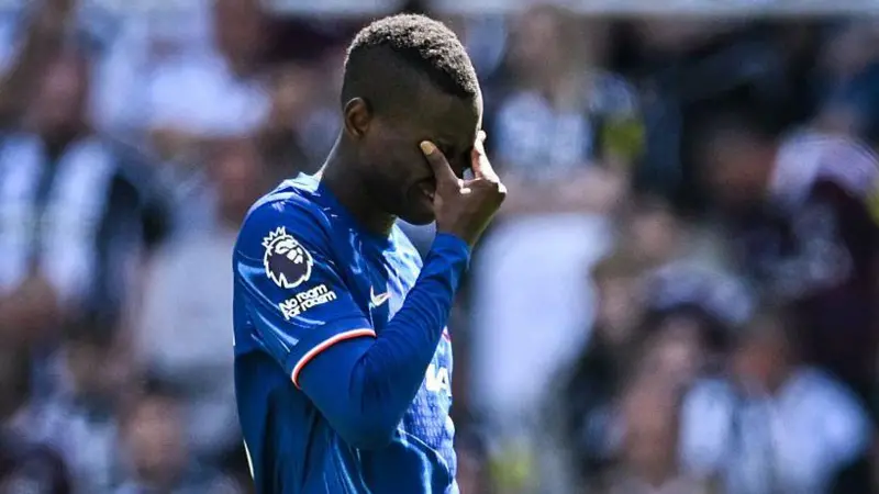 Nicolas Jackson's domestic season is over for Chelsea after his red card against Newcastle