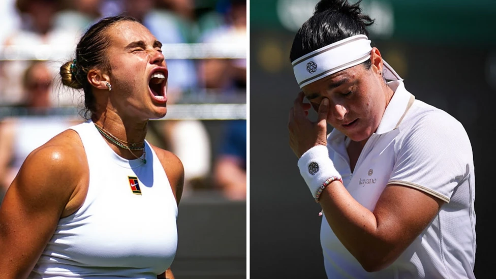 Aryna Sabalenka (left) is chasing a first Wimbledon title, while Ons Jabeur (right) was runner-up in 2022 and 2023