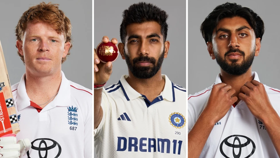 How Ollie Pope (left), Jasprit Bumrah (centre) and Shoaib Bashir (right) fare will likely play a key part in the series