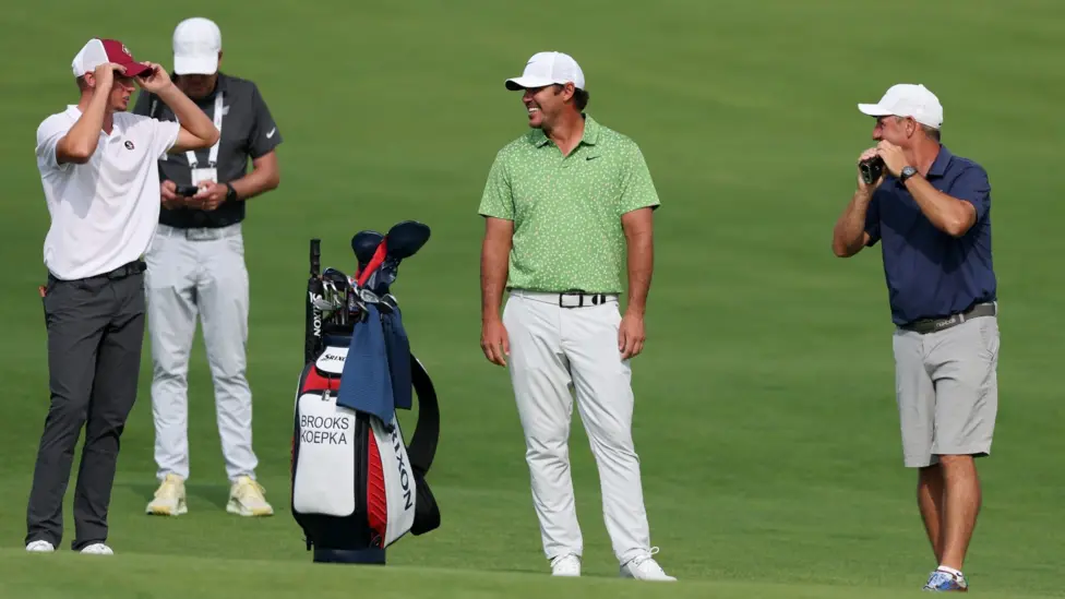 English amateur Tyler Weaver (left) spent Tuesday's practice round with Brooks Koepka asking "a lot of questions"