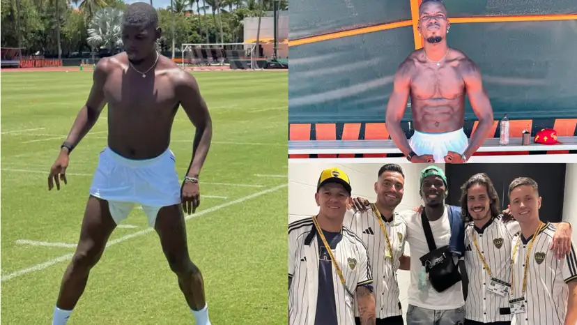 Paul Pogba revealed his incredible body shape as he linked up with four former Manchester United team-mates at the Club World Cup.