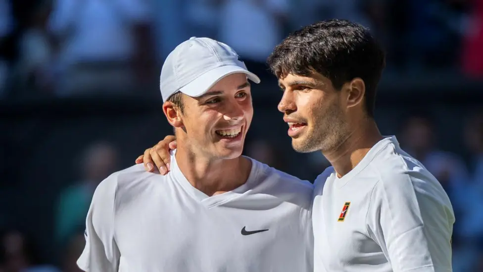 Ollie Tarvet (left) only made his tour-level debut when he played in the Wimbledon first round on Monday