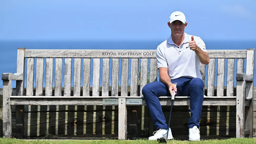 Rory McIlroy is one of a number of players to make use of the famous bench on the sixth tee