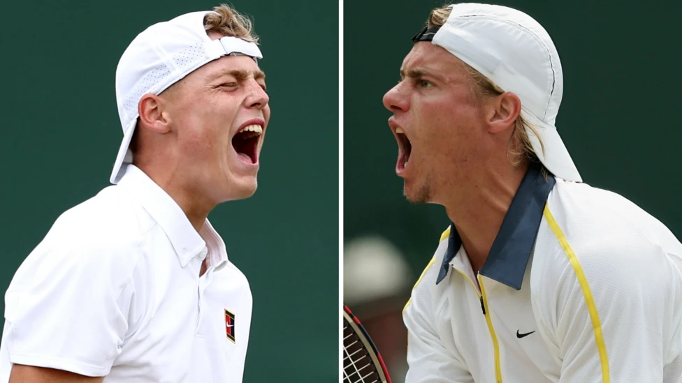 Cruz Hewitt (left) was born six years after his father Lleyton (right) won Wimbledon