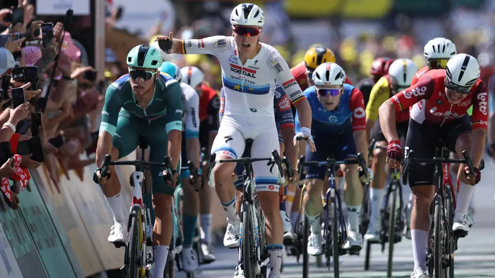 Belgian sprinter Tim Merlier also won stage three of the Tour