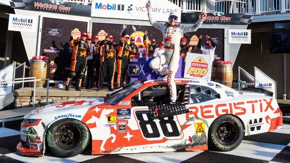 Connor Zilisch was celebrating his sixth win of the season when he fell from his car