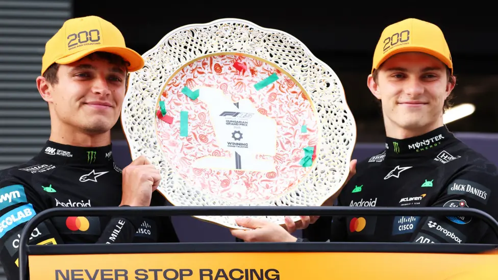 Lando Norris (left) is nine points behind McLaren team-mate Oscar Piastri in the Formula 1 standings after winning Sunday's Hungarian Grand Prix