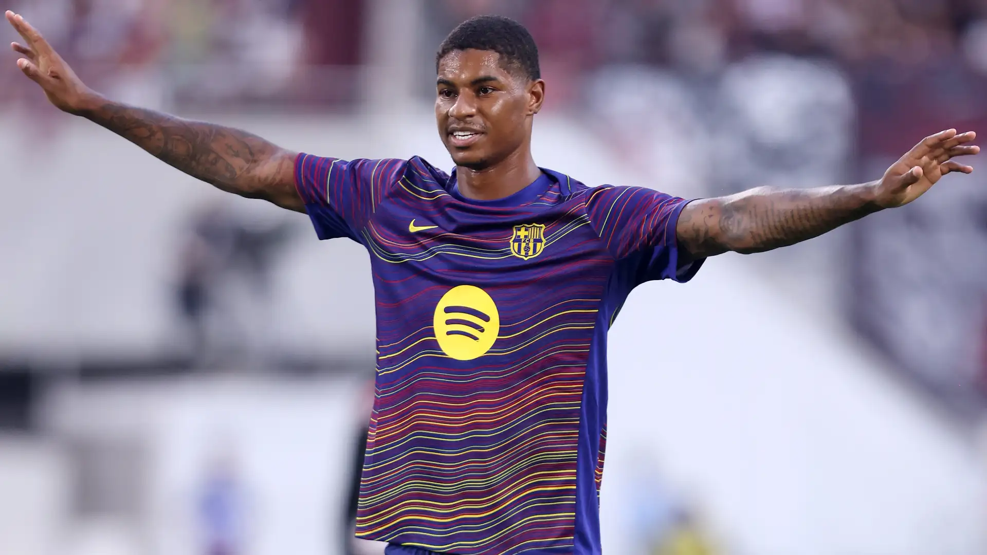 Marcus Rashford is "confident" that Barcelona will find the money required to complete his registration, while jokingly setting a 100-goal target.