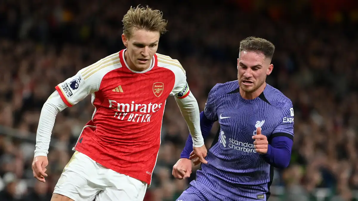 Mikel Arteta has named Martin Odegaard on the Arsenal bench after he suffered an injury against Leeds, while Alexis Mac Allister starts for Liverpool.