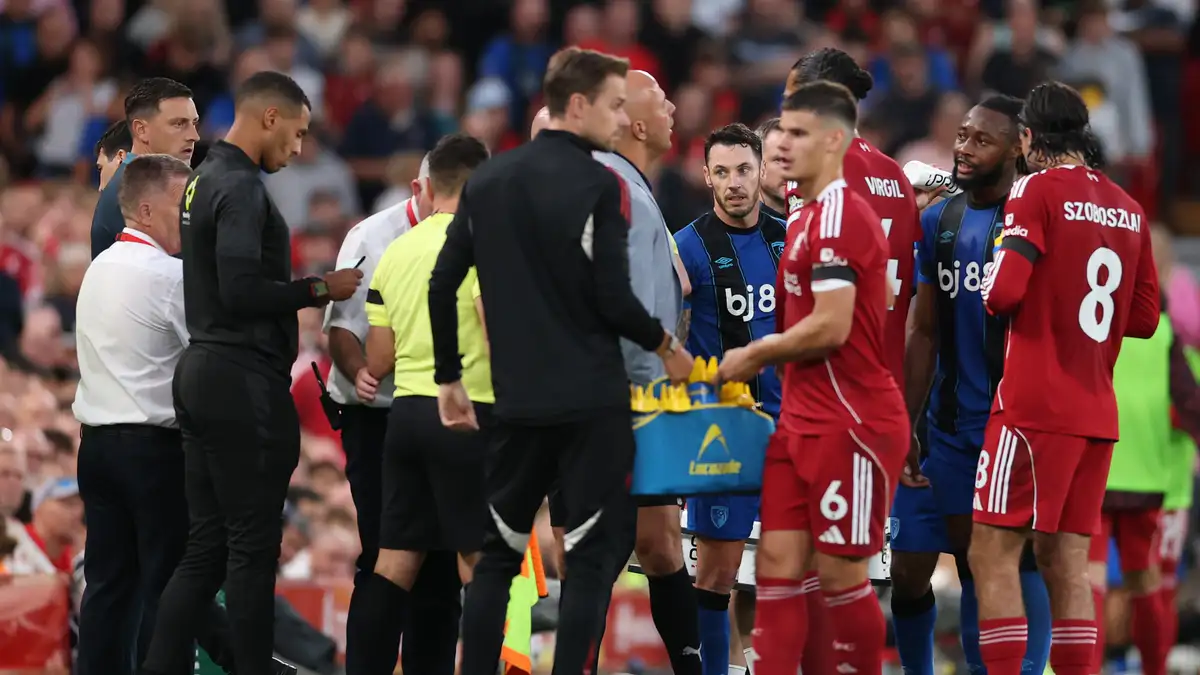 A man from Liverpool is being questioned in police custody after Bournemouth's Antoine Semenyo reported being targeted with racist abuse at Anfield.