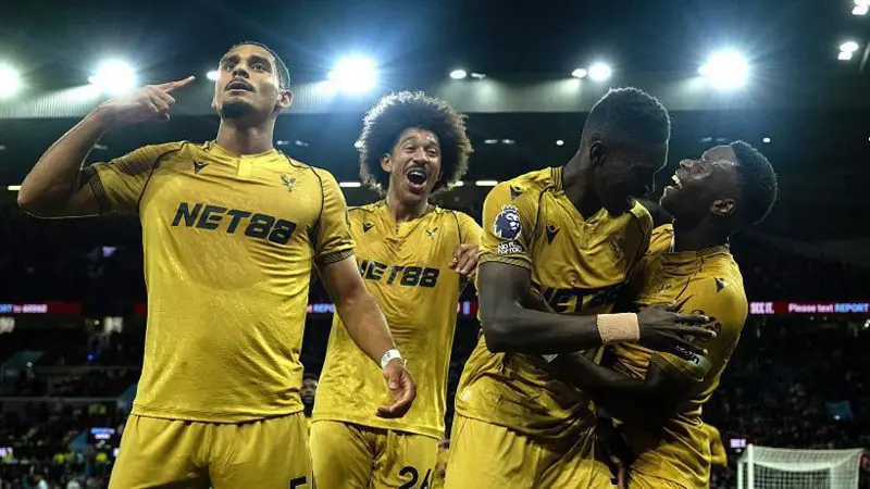 Marc Guehi (right) scored for Crystal Palace against Aston Villa on Sunday night