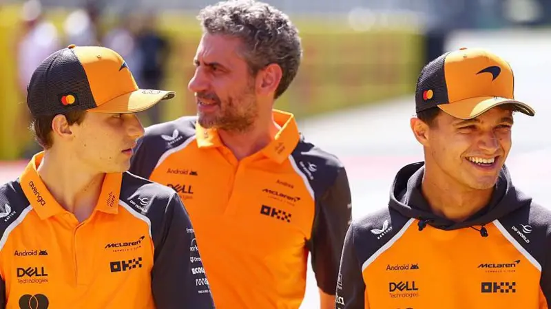 Team boss Andrea Stella (centre) says McLaren's "racing principles" underpin their approach