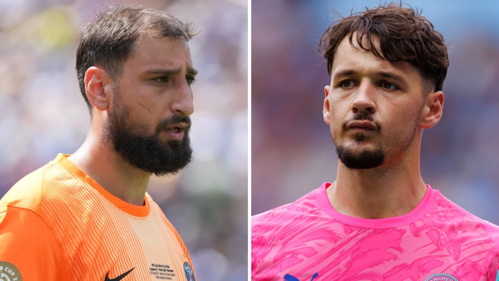 Gianluigi Donnarumma (left) and James Trafford will battle to be Manchester City's first-choice goalkeeper