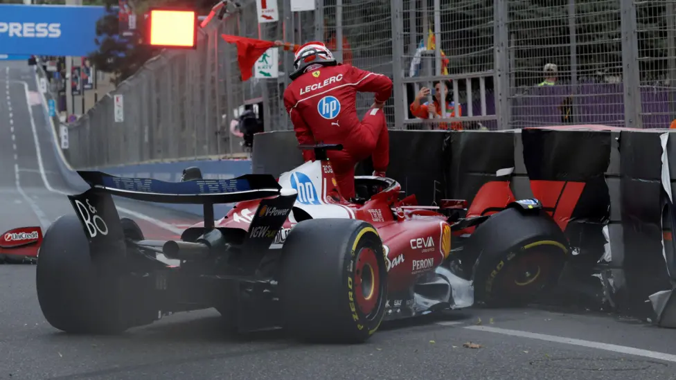 Six of the 20 drivers crashed during qualifying in Baku