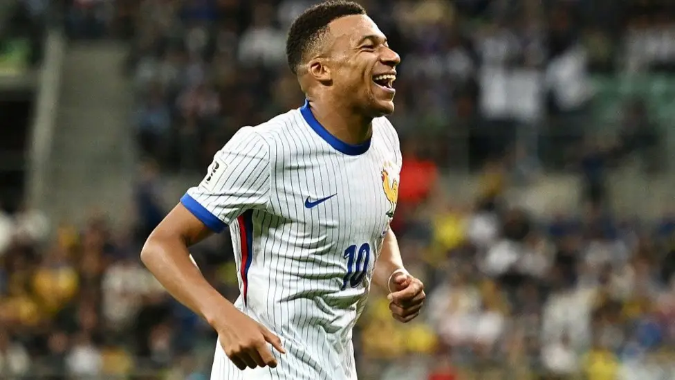 Kylian Mbappe scored his first senior goal for France in 2017