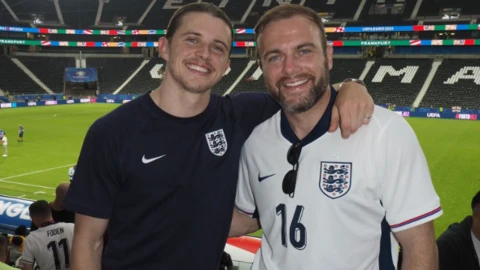 Conor (left) and Josh Gallagher pictured after an England game at Euro 2024