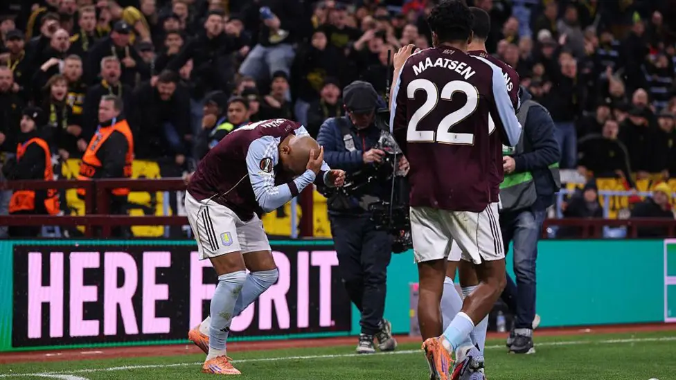 Aston Villa's match against Young Boys was stopped for more than five minutes because of fan disorder