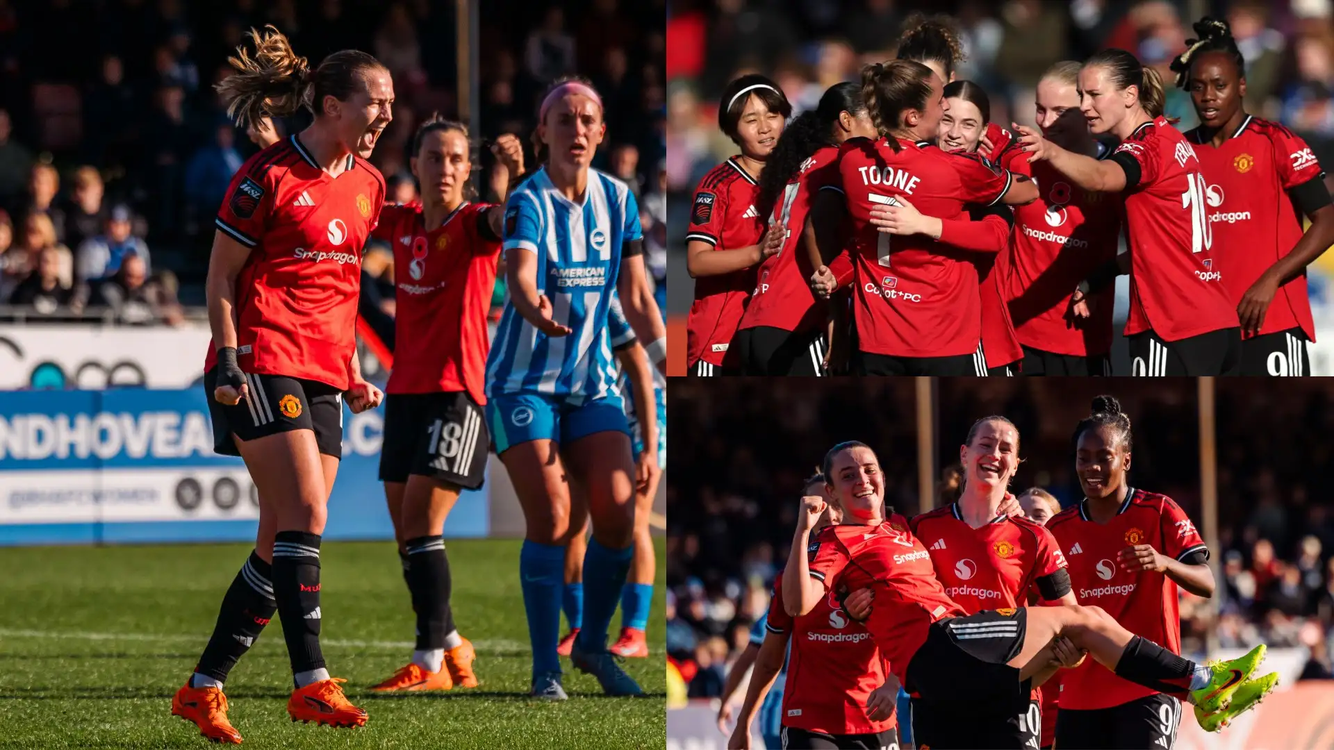 In-form Manchester United closed the gap on their title rivals as they defeated Brighton and Hove Albion 3-2 to stay unbeaten in the Women’s Super League. Elisabeth Terland, Jess Park and Lisa Naalsund did the damage for the Red Devils as Marc Skinner’s side kept pace with Chelsea and Manchester City on Sunday afternoon.