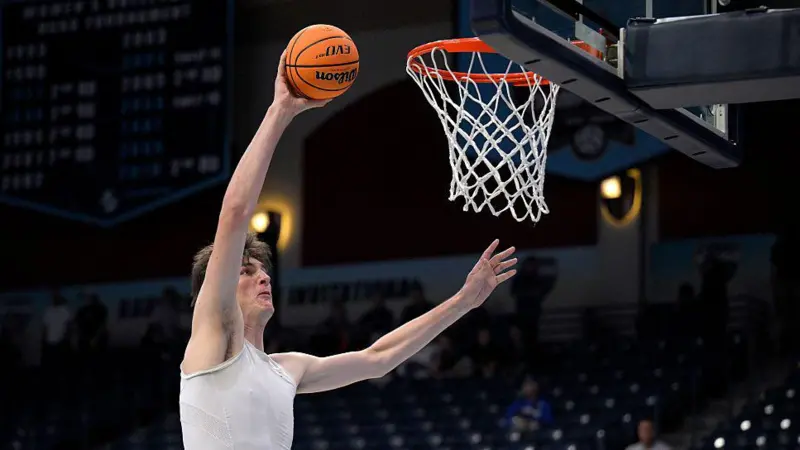 Olivier Rioux, pictured in a warm-up last month, has now made his first official dunk