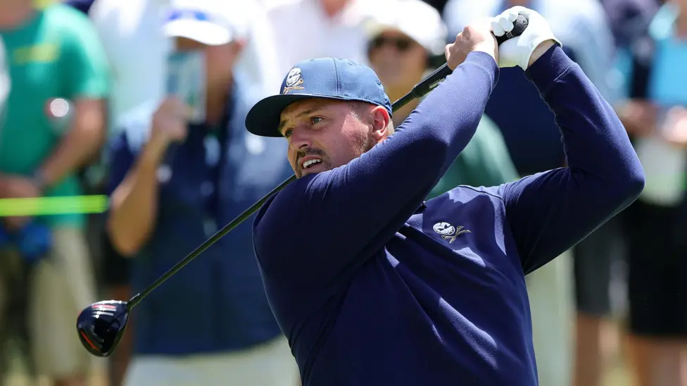 DeChambeau managed to birdie the par-five 10th despite topping his drive