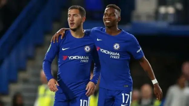 Musonda (right) debuted for Chelsea playing alongside his idol Eden Hazard against Nottingham Forest