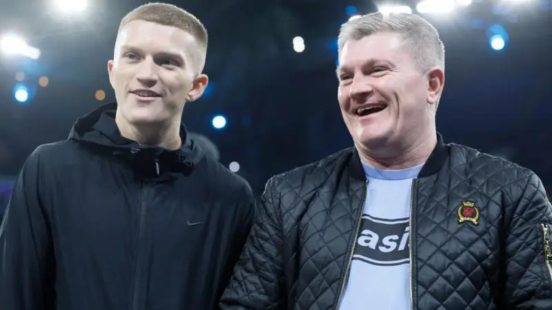 Campbell Hatton (left) and his father Ricky Hatton before a Champions League match between Manchester City and Sparta Prague in October 2024