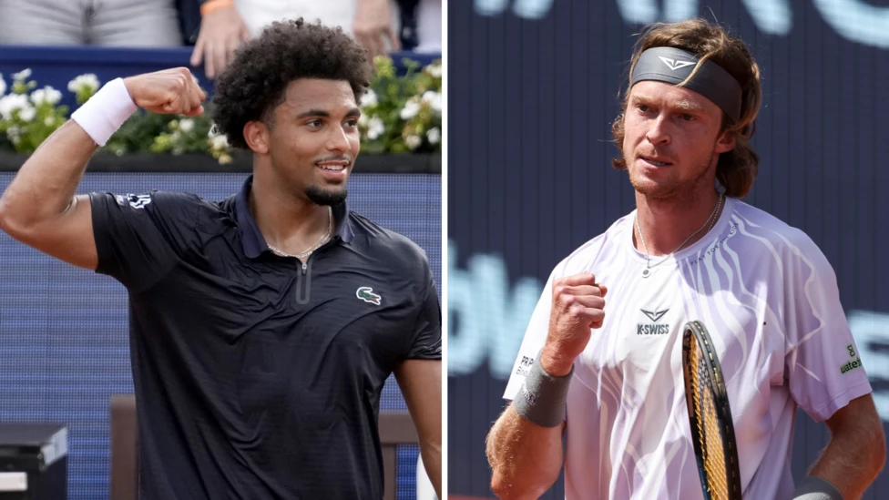 Arthur Fils (left) was beaten by Carlos Alcaraz in the Qatar Open final in February