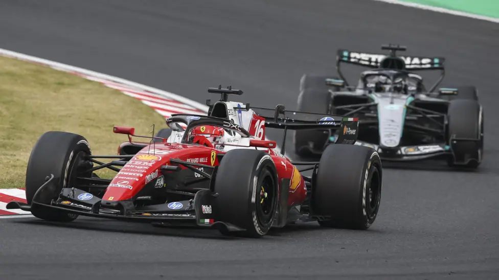 Ferrari's Charles Leclerc finished third in Japan, with Mercedes' George Russell fourth